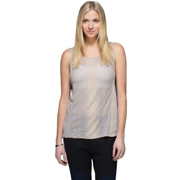 Lululemon Salutation To Savasana Tank Misty Stripe‎ Burnout Cashew Ambient Grey - Picture 1 of 16